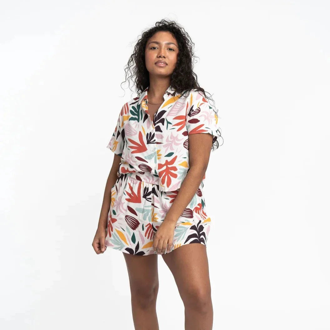 Gyal Bashy - Rio EcoVero™ Viscose Printed Camp Shorts - Groovy Palms - (Add-On)