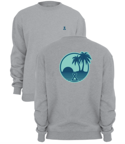 Beachly x Cutlass - Golden Hour Crew Men's Fleece - Heather Grey