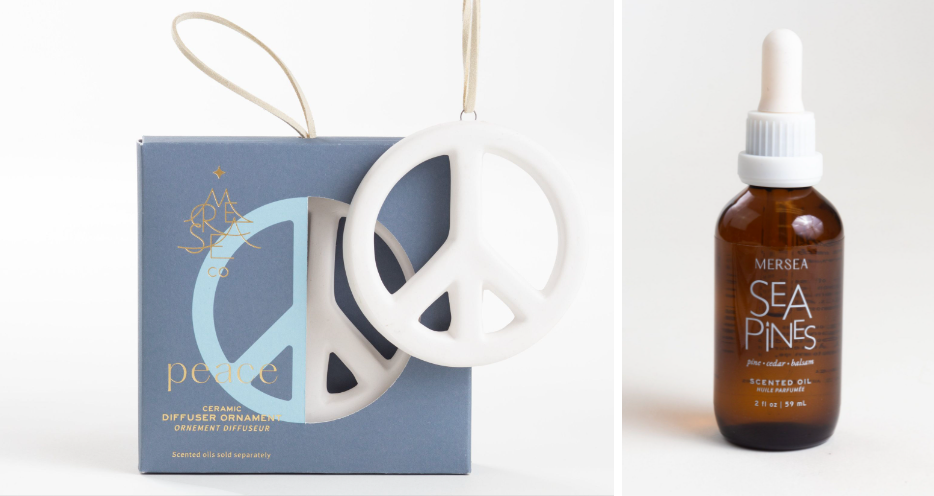 Mersea - Ceramic Diffuser Peace Ornament & Scented Sea Pines Oil Bundle (Add-On)