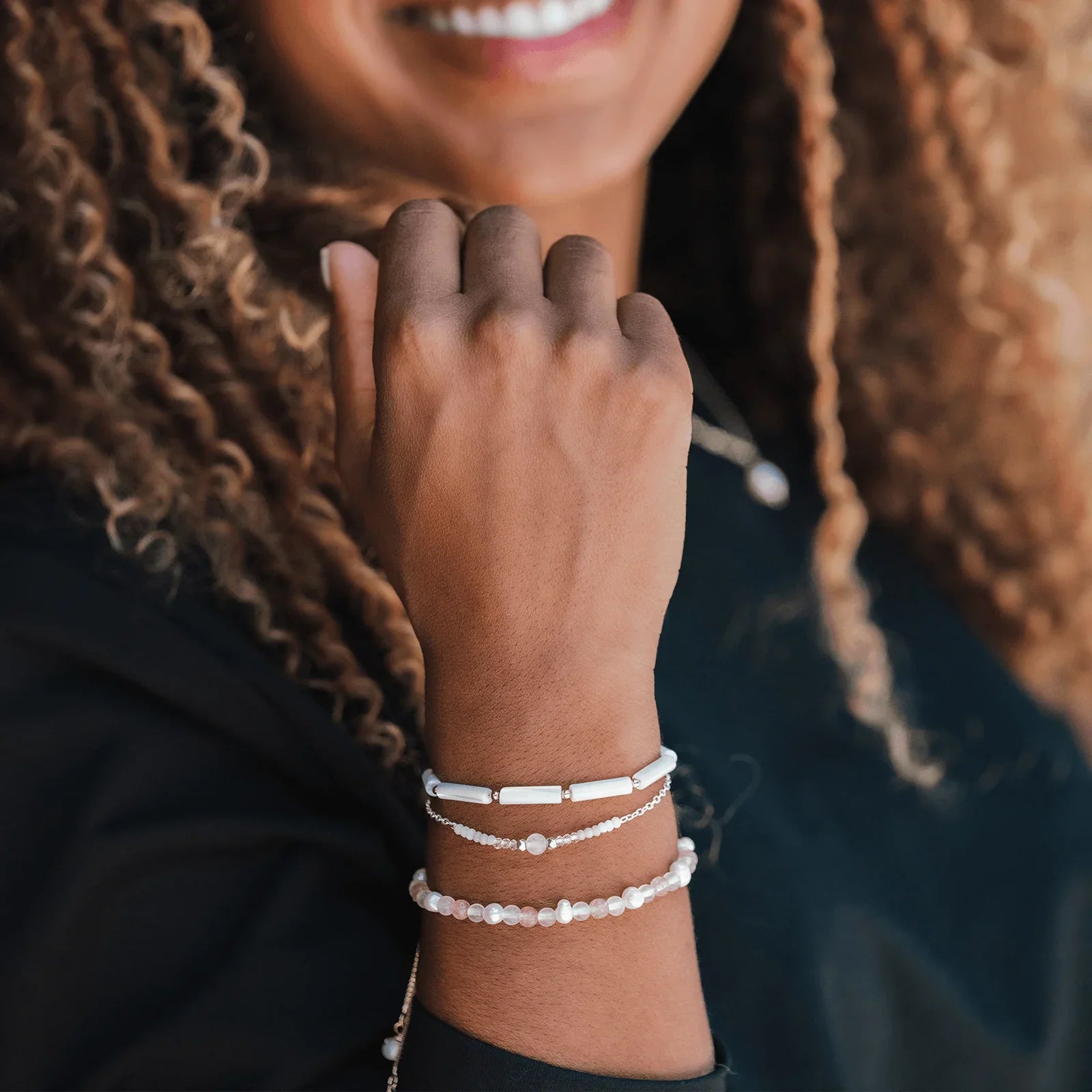 Lotus and Luna - Mother of Pearl Tube Bead Bracelet - (Add-On)